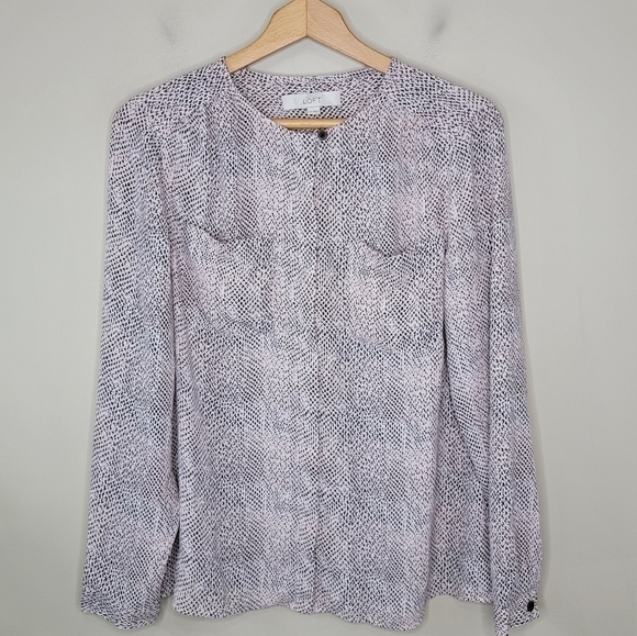 LOFT | Pale Pink Snakeskin Print Blouse - Picture 1 of 4